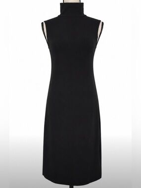 Electrica Black Sleeveless Turtleneck Mockneck Midi Dress Minimalist Sporty Y2K